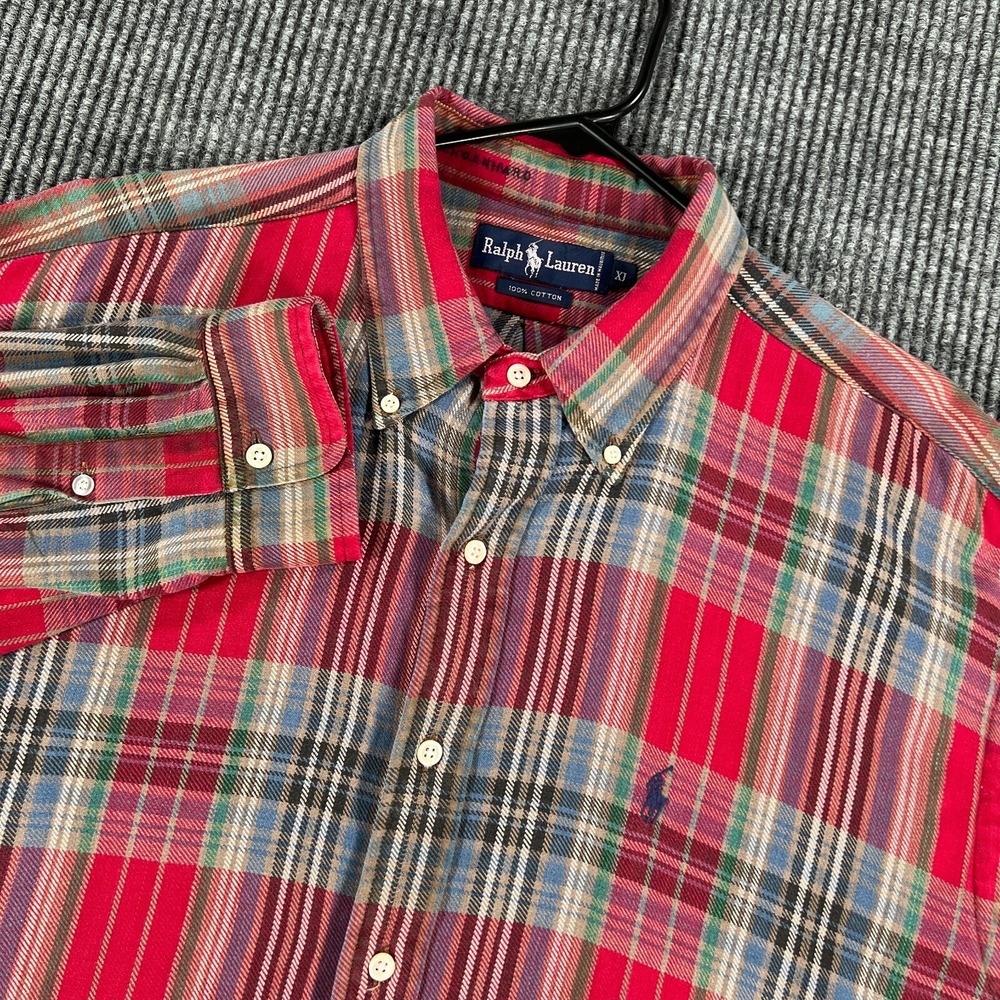 Ralph Lauren Shirt Mens XL Extra Large Red Plaid Long Sleeve Button Down Casual